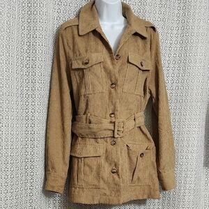 Stylish Tan Corduroy Utility Jacket